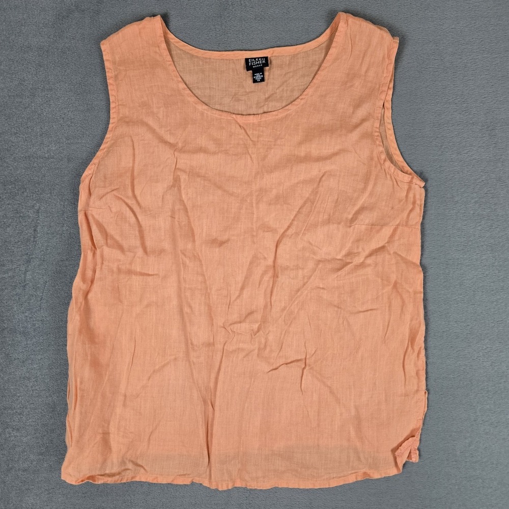 Eileen Fisher‎ Tank Top Womens 1X Orange 100% Linen Round Neck USA Made